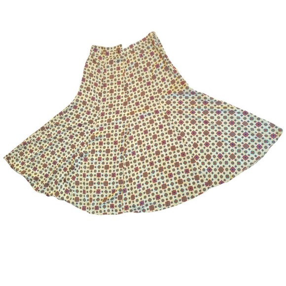 VTG San Andre NY Paris Midi Skirt Sz 10 M Jacquard Geo Baroque 80s Boho Flowy - Picture 6 of 16